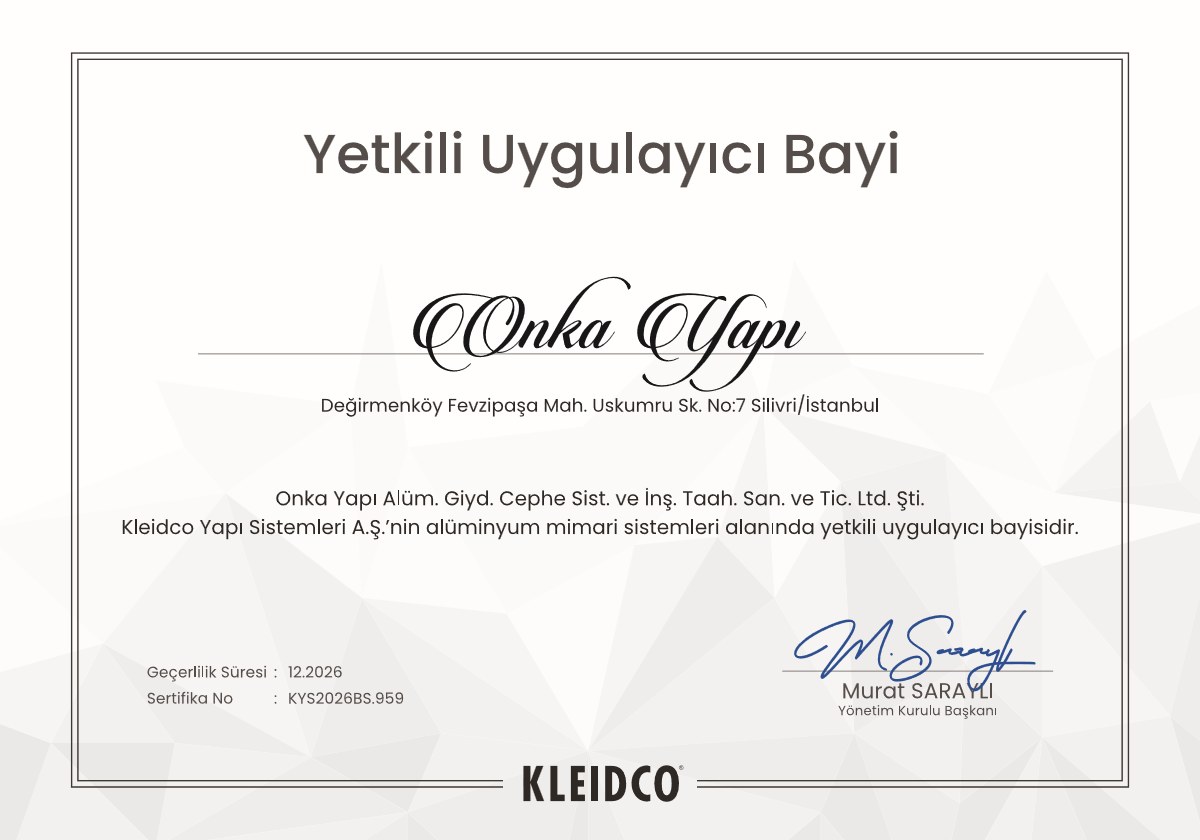Kleidco Yetkili Uygulayıcı Bayi Belgesi