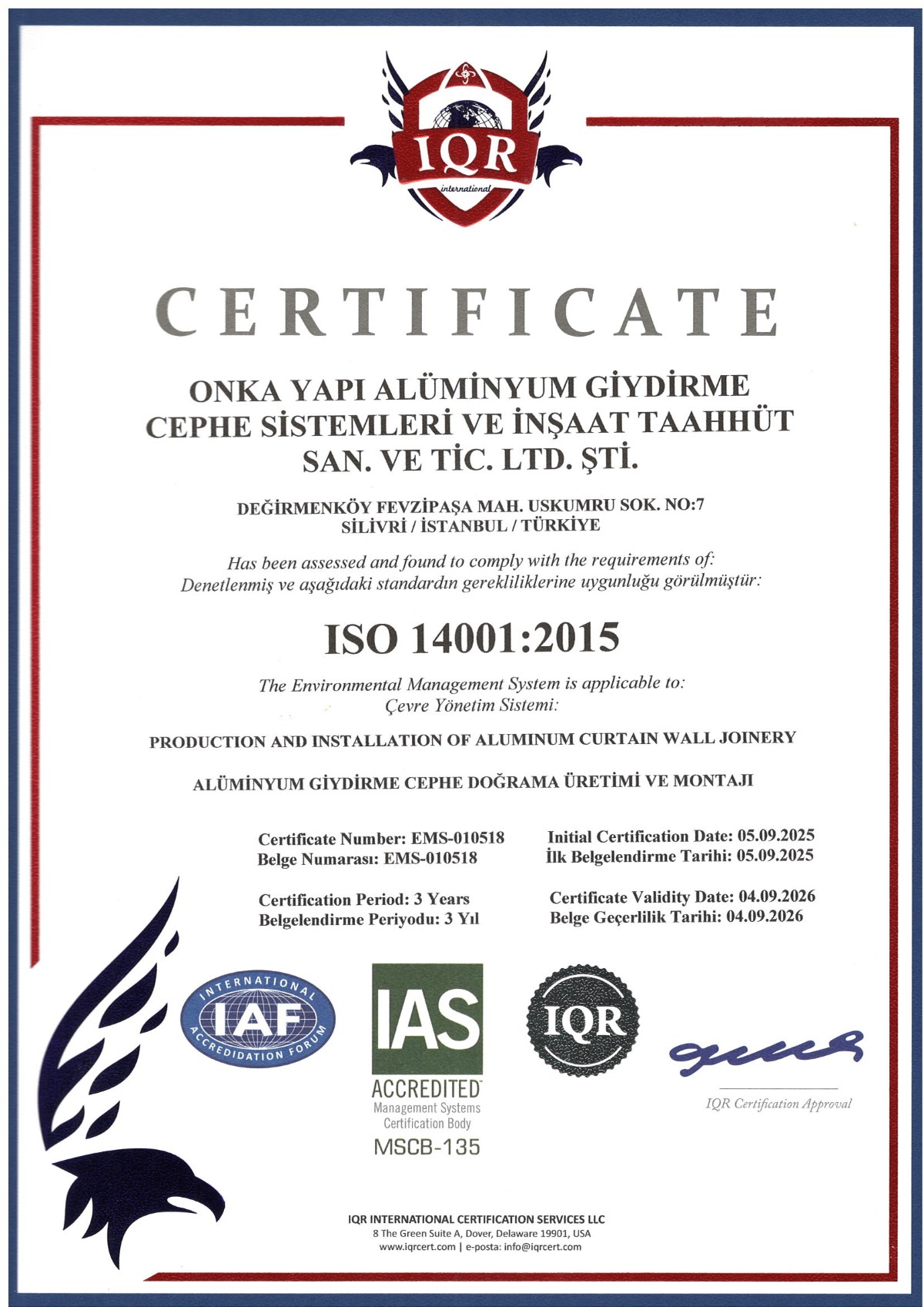 ISO 14001:2015 Çevre Yönetim Sistemi